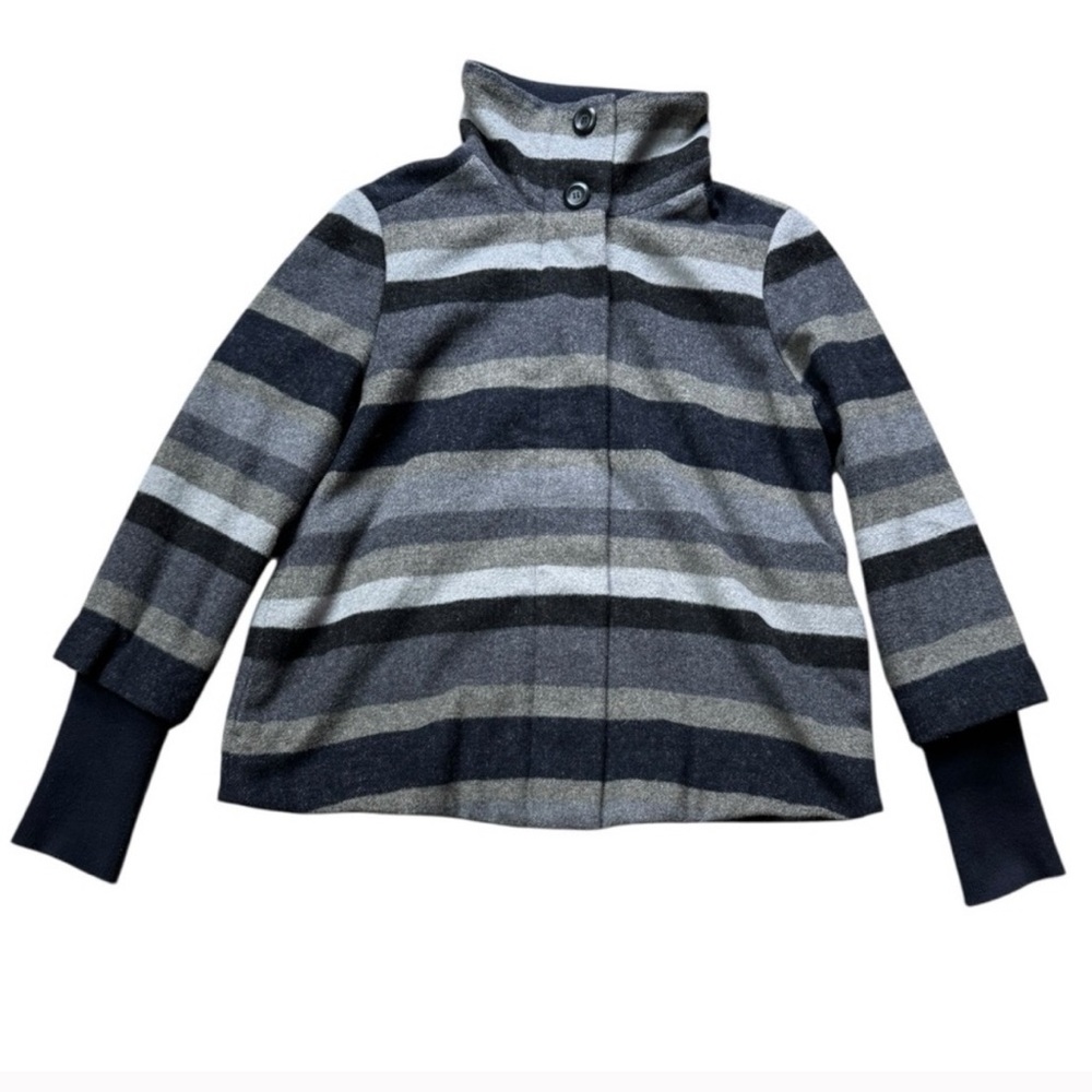 Prana LILY Black and grey COAL stripe winter jacket size M EUC